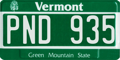 VT license plate PND935