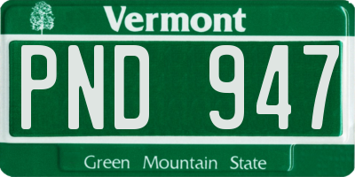 VT license plate PND947