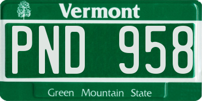 VT license plate PND958