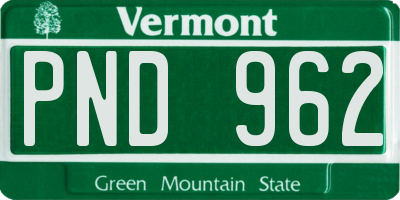 VT license plate PND962