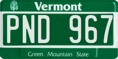 VT license plate PND967
