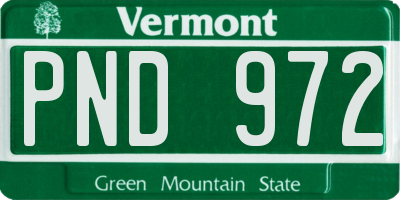 VT license plate PND972