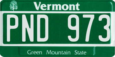 VT license plate PND973