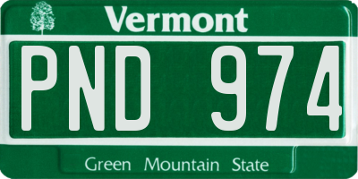 VT license plate PND974