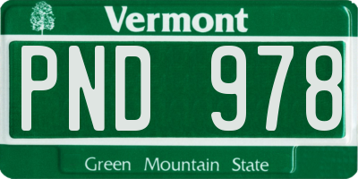 VT license plate PND978