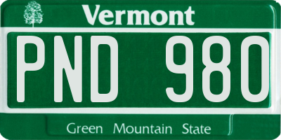 VT license plate PND980
