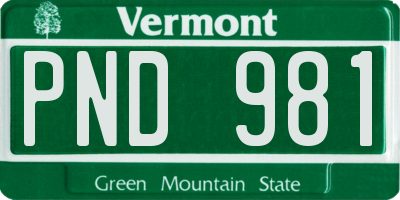 VT license plate PND981