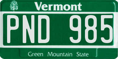 VT license plate PND985