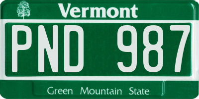 VT license plate PND987