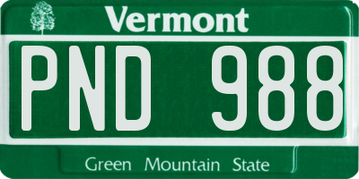 VT license plate PND988