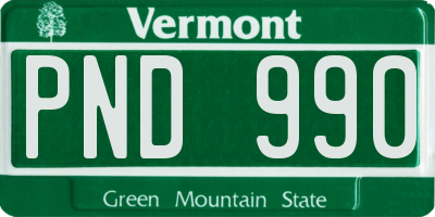 VT license plate PND990