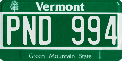 VT license plate PND994