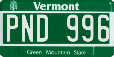 VT license plate PND996