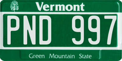 VT license plate PND997