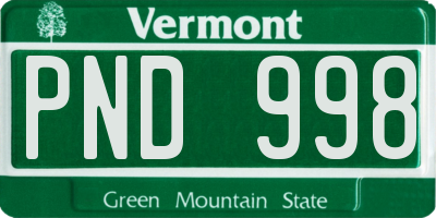 VT license plate PND998