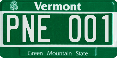 VT license plate PNE001