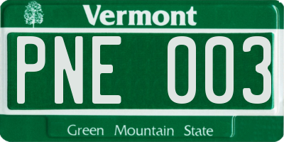 VT license plate PNE003