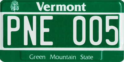 VT license plate PNE005