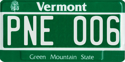 VT license plate PNE006