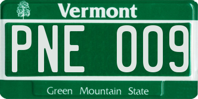 VT license plate PNE009