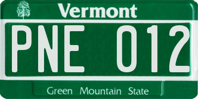 VT license plate PNE012