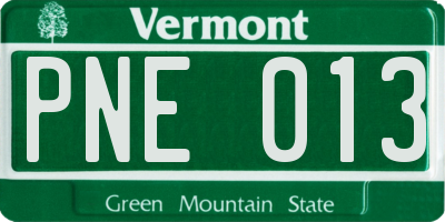VT license plate PNE013
