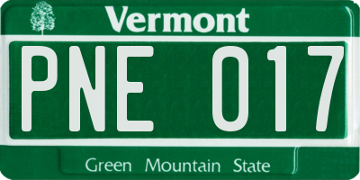 VT license plate PNE017