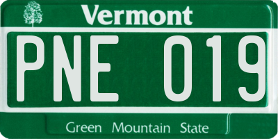 VT license plate PNE019