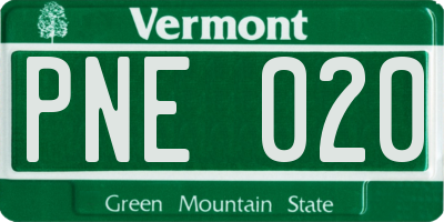 VT license plate PNE020