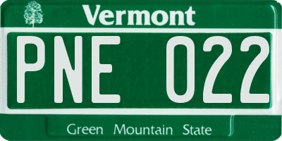 VT license plate PNE022