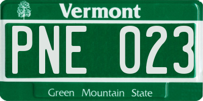 VT license plate PNE023