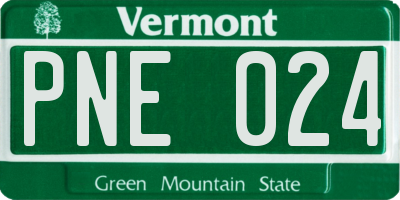VT license plate PNE024