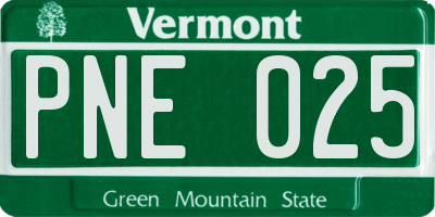 VT license plate PNE025