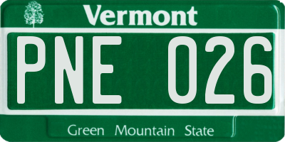 VT license plate PNE026