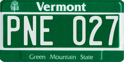 VT license plate PNE027