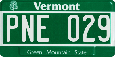 VT license plate PNE029