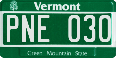 VT license plate PNE030