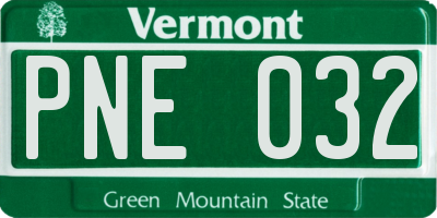 VT license plate PNE032