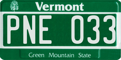 VT license plate PNE033