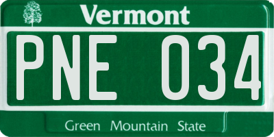 VT license plate PNE034