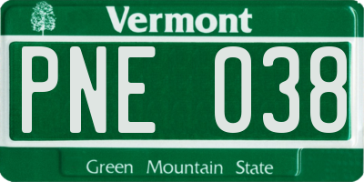 VT license plate PNE038