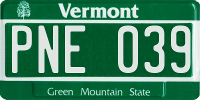 VT license plate PNE039