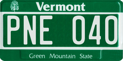 VT license plate PNE040