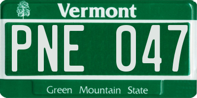 VT license plate PNE047