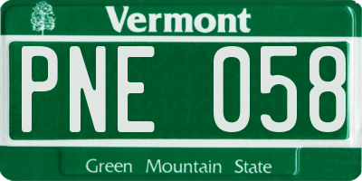 VT license plate PNE058