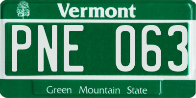 VT license plate PNE063