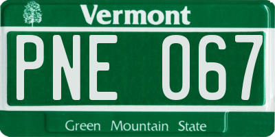 VT license plate PNE067