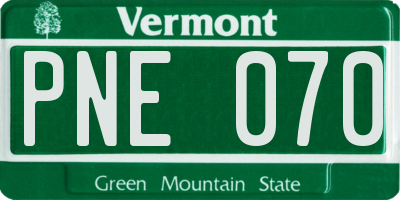 VT license plate PNE070