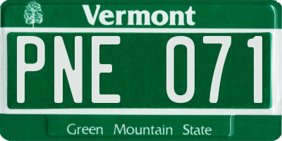 VT license plate PNE071
