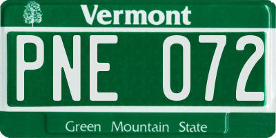 VT license plate PNE072